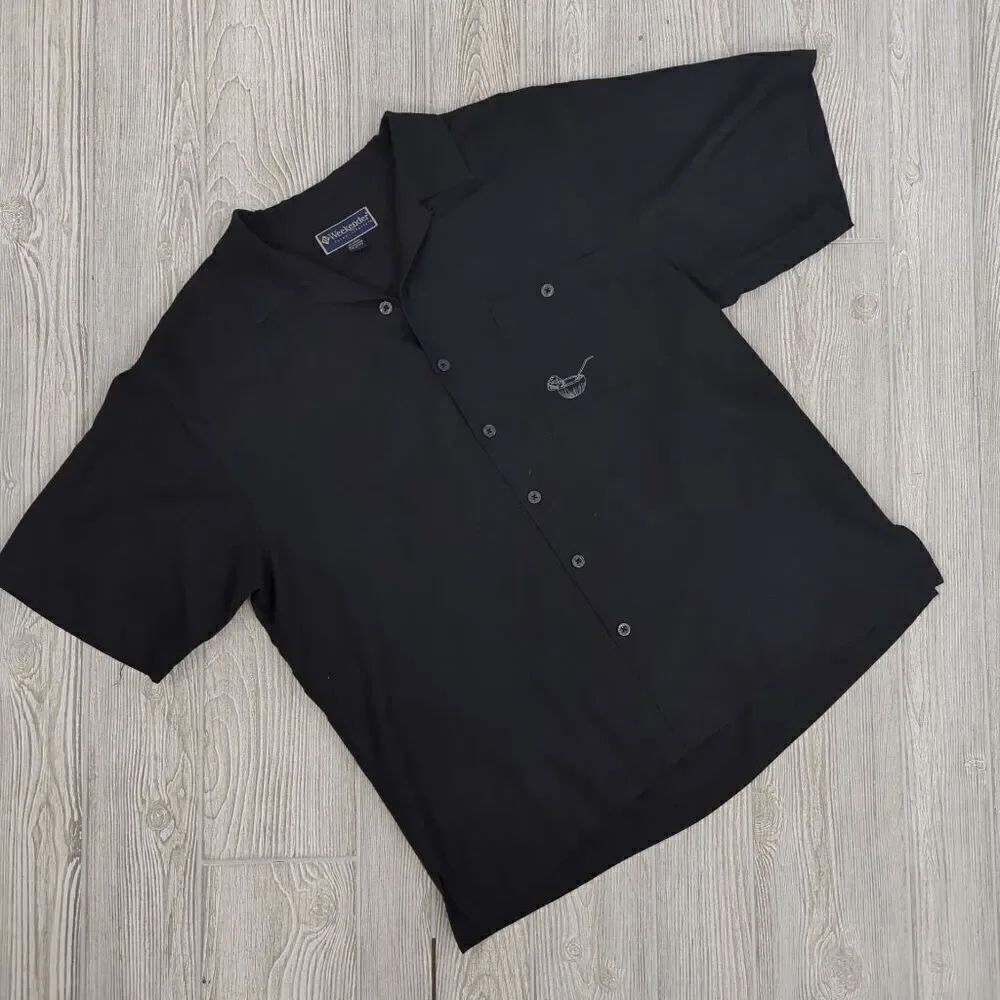 Weekender Casual Lifestyle Men's Size Large Black Hawaiian Button Down Shirt